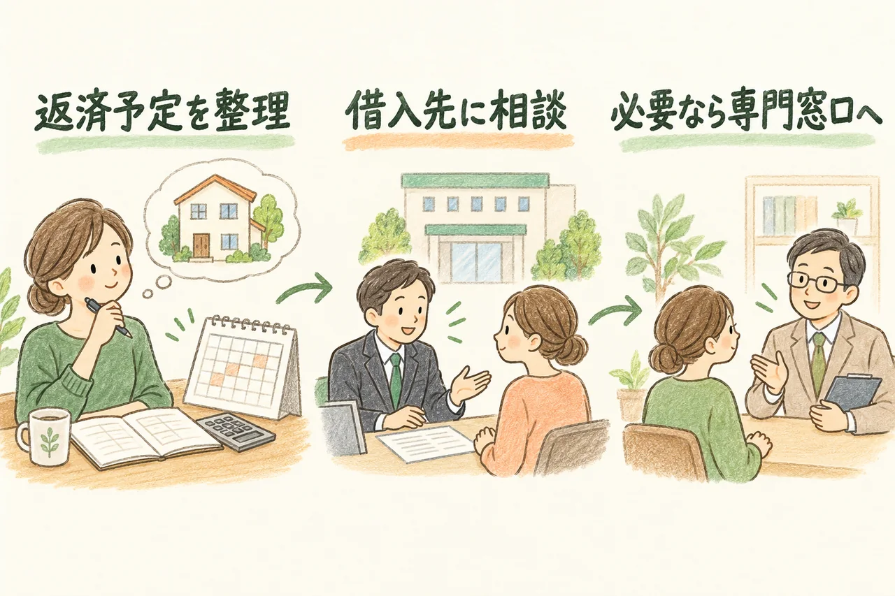 返済予定を整理。借入先に相談。必要なら専門窓口へ。本文で各手順と条件を説明しています。
