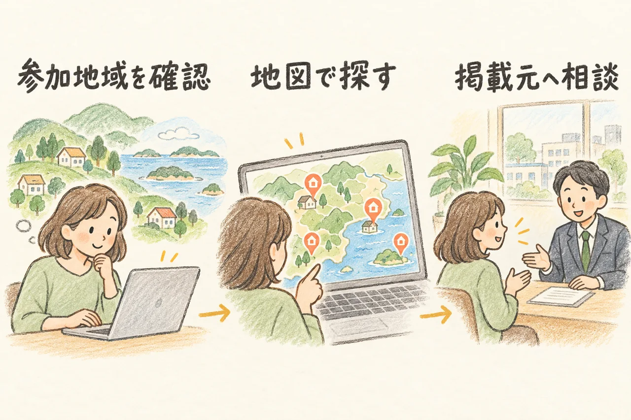 参加地域を確認。地図で探す。掲載元へ相談。本文で各手順と条件を説明しています。